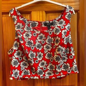Forever 21 Red Floral Crop Top